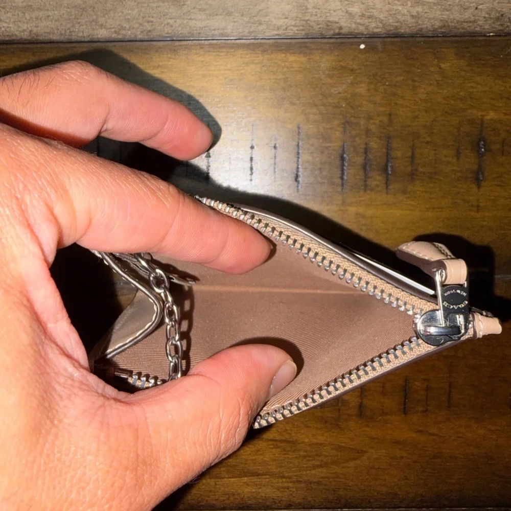 NWT Coach Mini Skinny Id Case In Rainbow Signature Canvas Silver Sand CDF92 - Picture 3 of 4